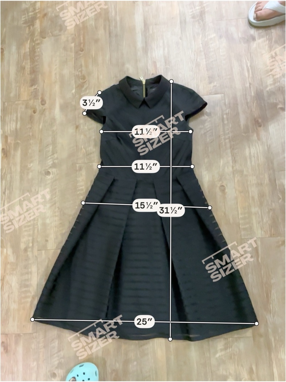 Ted Baker Black Fit Flare Dress Size 2 Textured Pleated Collar Chic Evening Wear - Picture 7 of 7